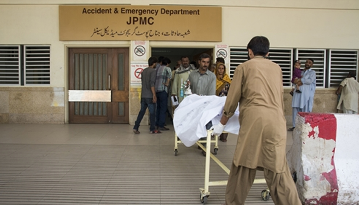 The entrance to the emergency department at the Jinnah Postgraduate Medical Centre. — ICRC