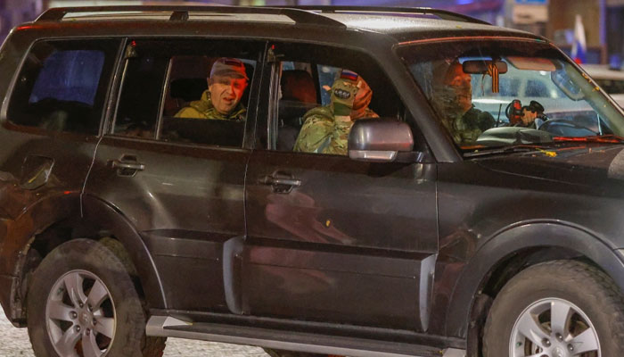 Prigozhin has ferried around in the back of a black 4x4 while departing the claimed occupied city of Rostov on June 24, 2023. — Reuters