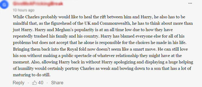 Royal fans warn King Charles over healing rift with Prince Harry