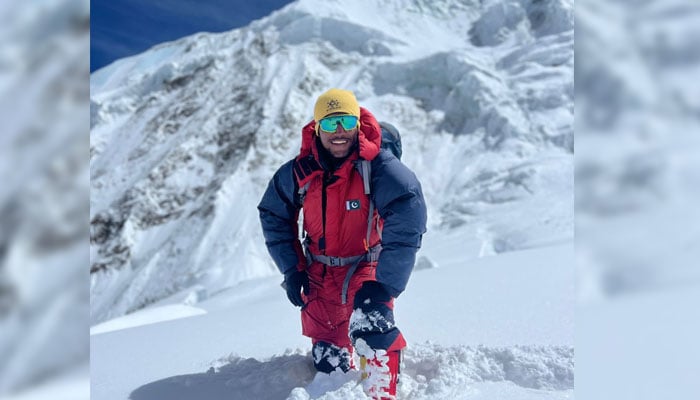 Pakistani Mountaineer Sajid Sadpara pictured during his summit of Nanga Parbat. — Twitter/@sajid_sadpara