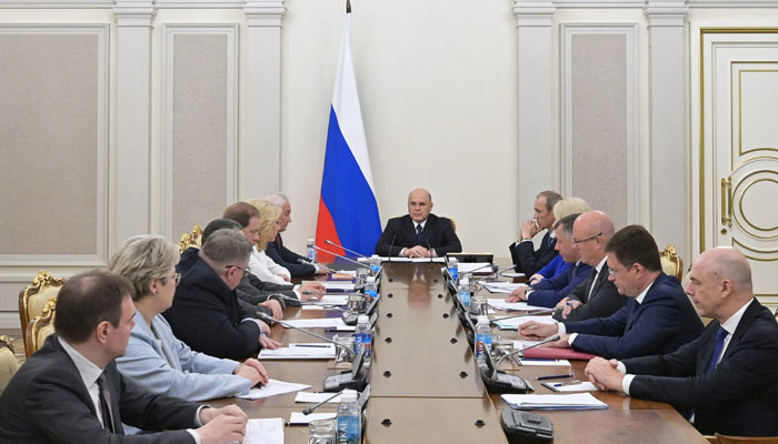 Russian Prime Minister Mikhail Mishustin chairs a meeting with his deputies in Moscow, Russia June 26, 2023. — Sputnik via Reuters