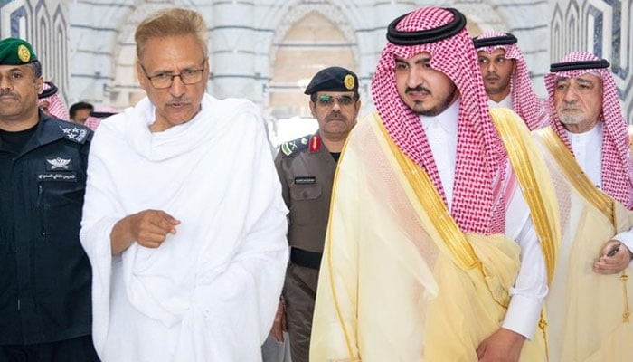 President Arif Alvi arrives in Jeddah ahead of Hajj. — SPA/File