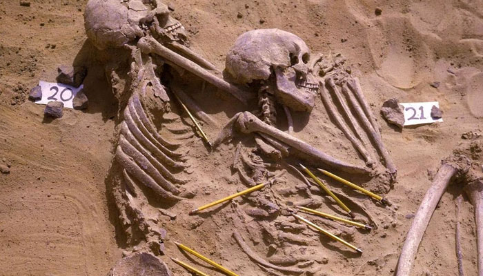 The double burial of individuals from the 13,400-year-old Jebel Sahaba remains from Sudan. — Reuters/File