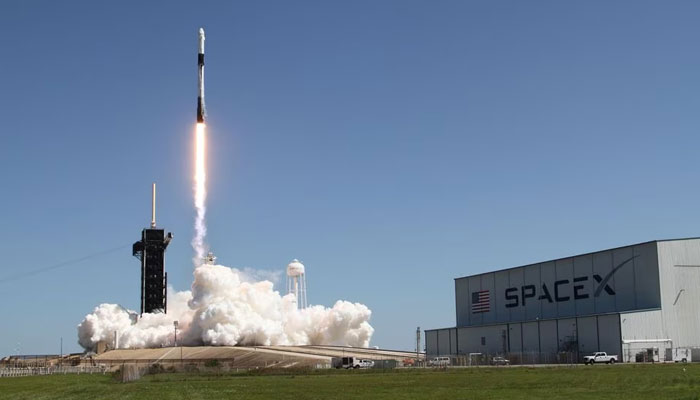 SpaceXs Falcon-9 rocket while lifting off as first private mission to the ISS, from Nasa Kennedy Space Center in Florida, US on April 8, 2022. — Reuters