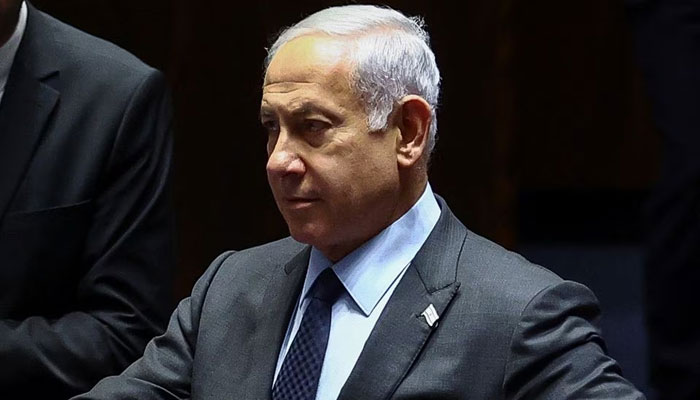 Israeli Prime Minister Benjamin Netanyahu while in a meeting at the Knesset, Israels parliament on March 27, 2023. — Reuters