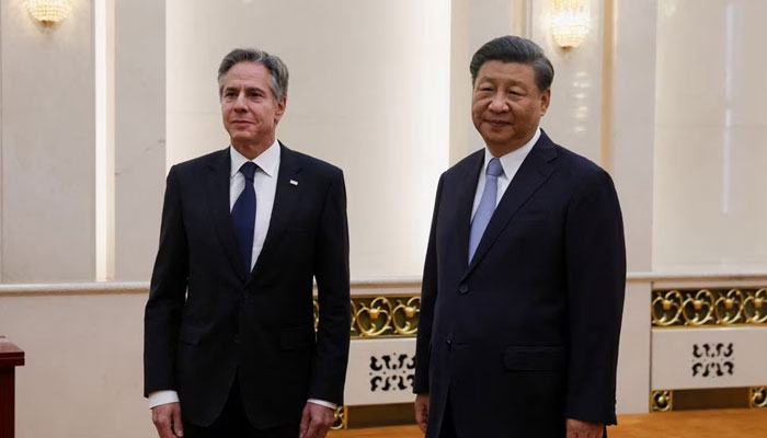 US Secretary of State Antony Blinken meets with Chinese President Xi Jinping in the Great Hall of the People in Beijing, China. — Reuters