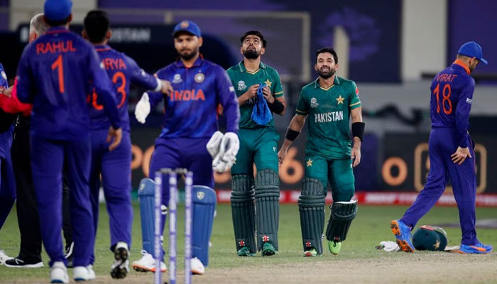 Pakistans Mohammad Rizwan and Babar Azam celebrate after winning the match against India. — Reuters/File