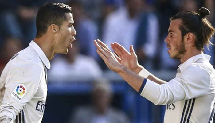 Undated photograph of Ronaldo (left) and Gareth Bale. — Twitter/@365Scores