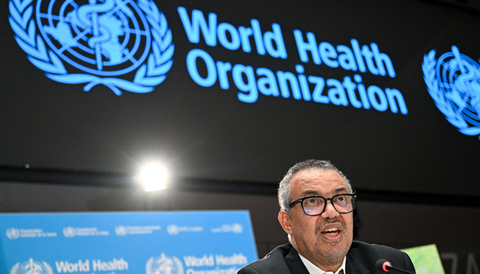 World Health Organisation (WHO) chief Tedros Adhanom Ghebreyesus speaks during a press conference on the World Health Organisations 75th anniversary in Geneva, on April 6, 2023. — AFP