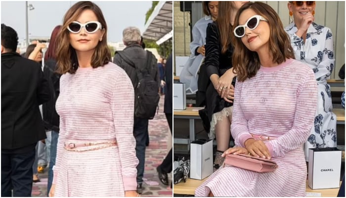 Jenna Coleman attends the Chanel Paris Fashion Week show along with other celebrities