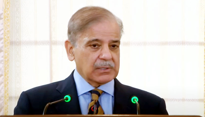 Prime Minister Shehbaz Sharif addressing a ceremony in Islamabad, on July 5, 2023. — Radio Pakistan