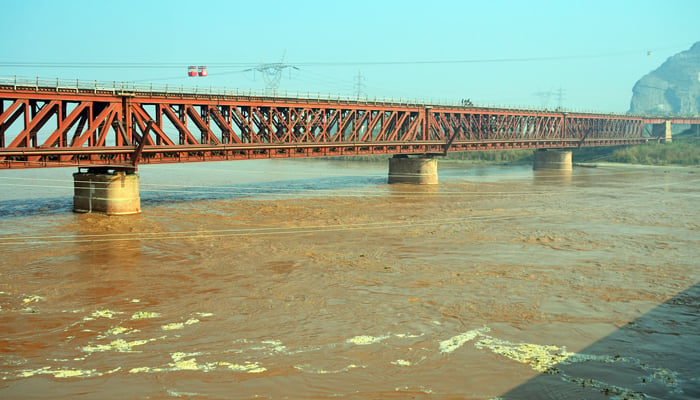 A view of the River Chenab as the water level is increased after recent rains in Chinot. — Online/File
