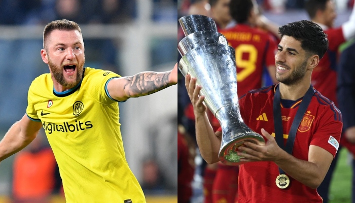 Defender Milan Skriniar (left) and forward Marco Asensio. — Reuters/File