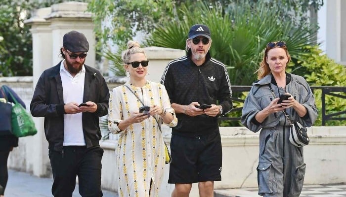 Kate Hudson explores London with fiancé Danny Fujikawa and friends