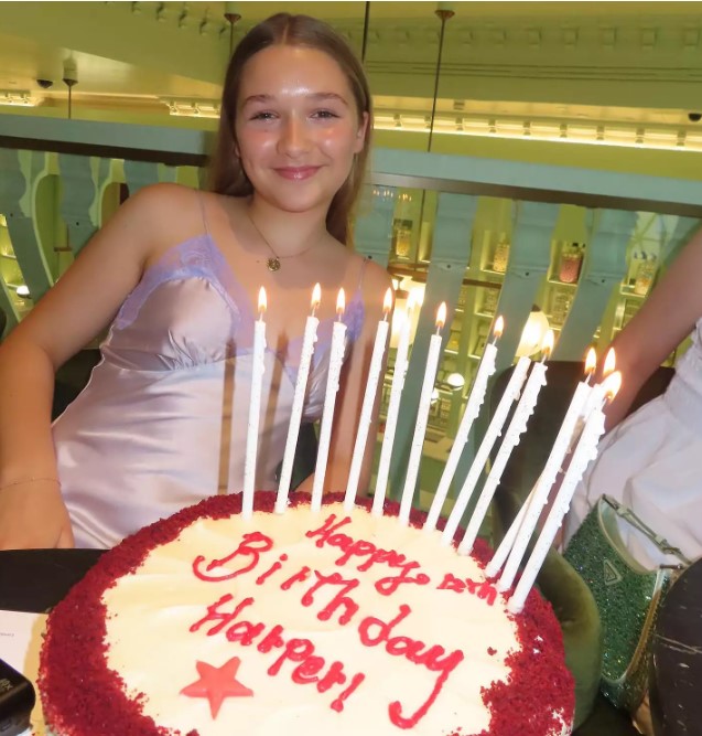 Harper turns 12: The Beckhams celebrate in style at London’s Prada Caffe