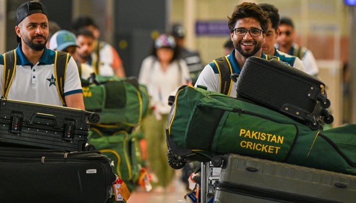 The national side photographed on arrival in Colombo, Sri Lanka on July 9, 2023. — Twitter/@officialSLC
