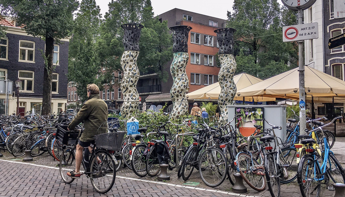 A cycle parking spot in De Pijp, a Neighbourhood in Amsterdam, Netherlands — Dutch Cycling Embassy