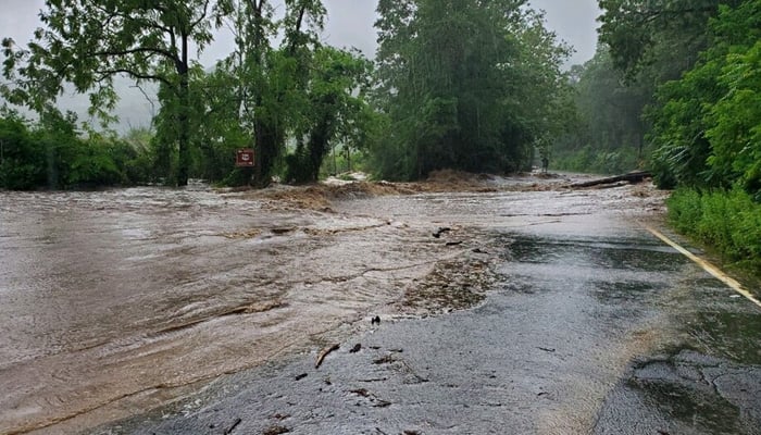 This image shared by New York State Police shows inundation on a road in New York City on July 10, 2023. — Twitter/@nyspolice