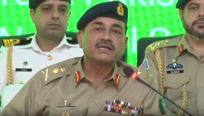 Chief of Army Staff General Asim Munir speaks during the National Seminar on Agriculture and Food Security at Jinnah Convention Centre in Islamabad on July 10. — Radio Pakistan/screengrab