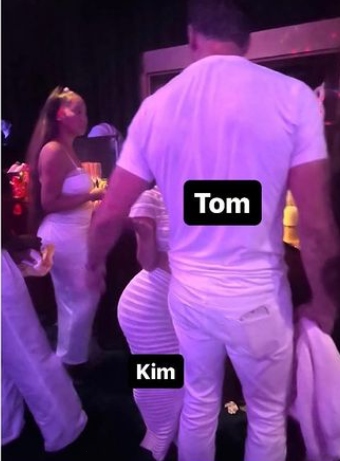 PICTURE: Kim Kardashian and Tom Brady mingle at Michael Rubin’s bash