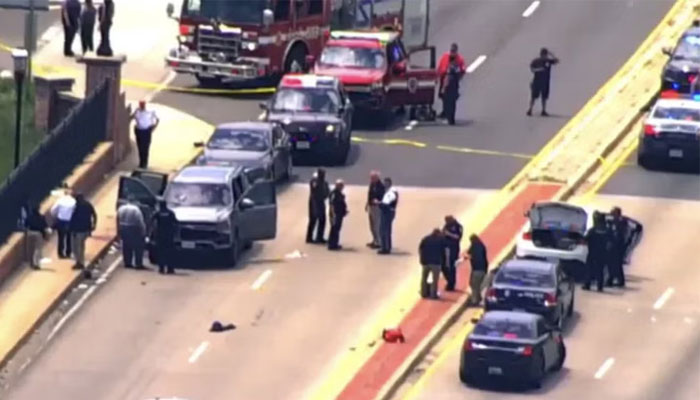 This picture shows the scene of the mass shooting near roadway in Maryland. — CBS News/File