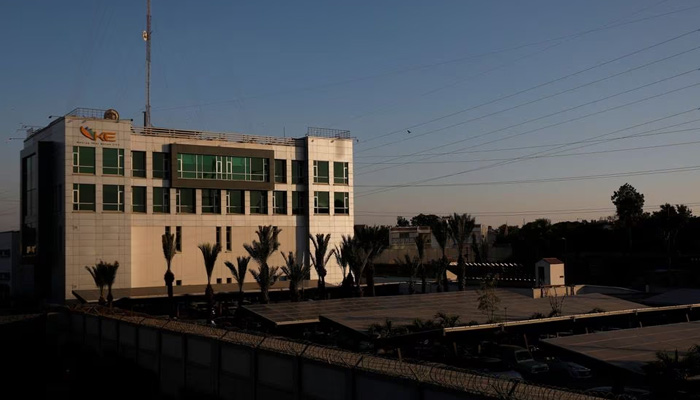 A view of the K-Electric head office, with solar panels at the parking area, in Karachi, Pakistan, January 24, 2023. — AFP/File