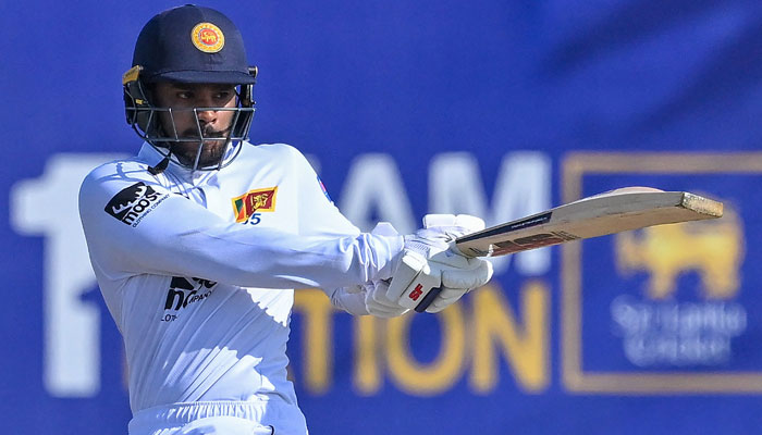 Sri Lanka’s Dhananjaya de Silva plays a shot during the first day of the first cricket Test match between Sri Lanka and Pakistan at the Galle International Cricket Stadium in Galle on July 16, 2023. — AFP