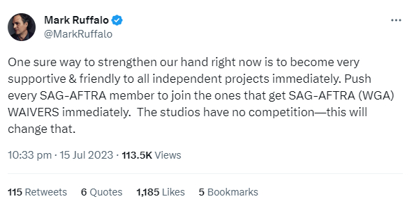 Mark Ruffalo speaks out against Hollywood ‘billionaires’ exploiting the industry