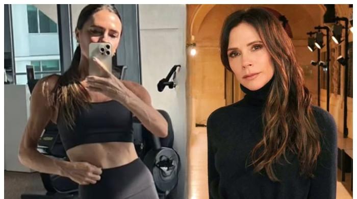 Victoria Beckham flaunts her fit physique at the gym
