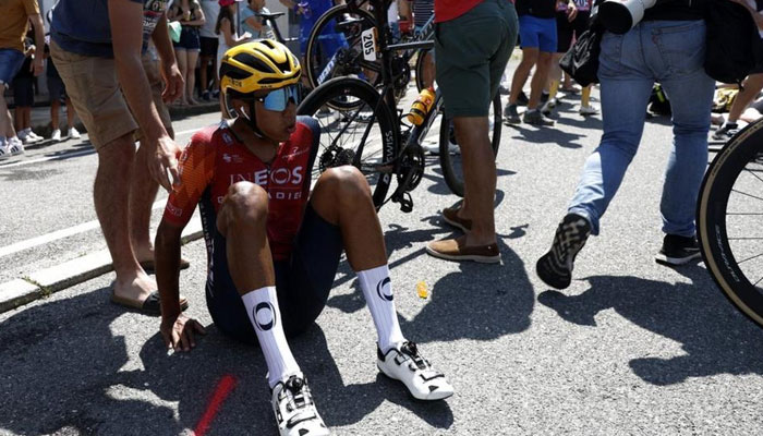 Egan Bernal, the Tour de France winner in 2019, came down in the crash.—Getty