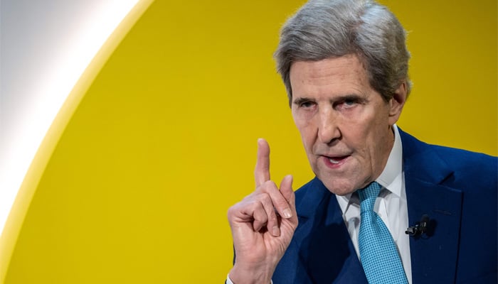 US Presidential Envoy for Climate John Kerry delivers a speech at the Congress centre during the World Economic Forum (WEF) annual meeting in Davos on January 17, 2023. — AFP