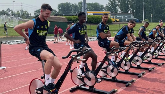 Declan Rice trained with his new team-mates in Washington on Monday.—PA Media