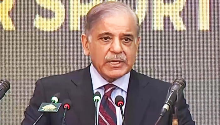 PM Shehbaz Sharif addressing the launching ceremony of the Prime Ministers Youth Sports Initiative in Islamabad, on July 18, 2023. — YouTube/PTVNewsLive