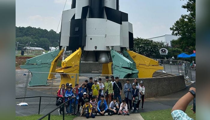 A group photo of Pakistani students participating in the US Space and Rocket Center’s Space Camp in Huntsville. — US Consulate General Karachi