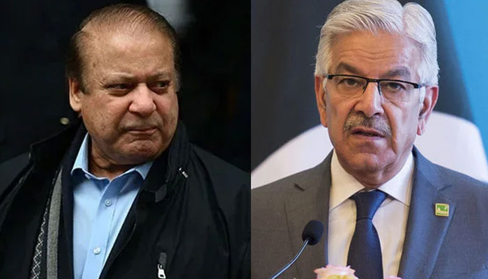Pakistan Muslim League-Nawaz supremo Nawaz Sharif (left) and Defence Minister Khawaja Asif.  — AFP/File