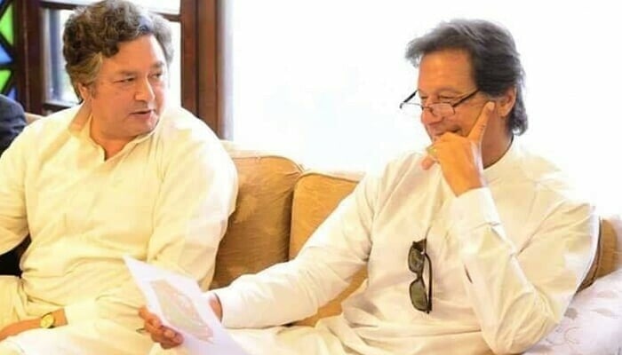 Former prime minister Imran Khan (right) and Azam Khan. — Twitter/File