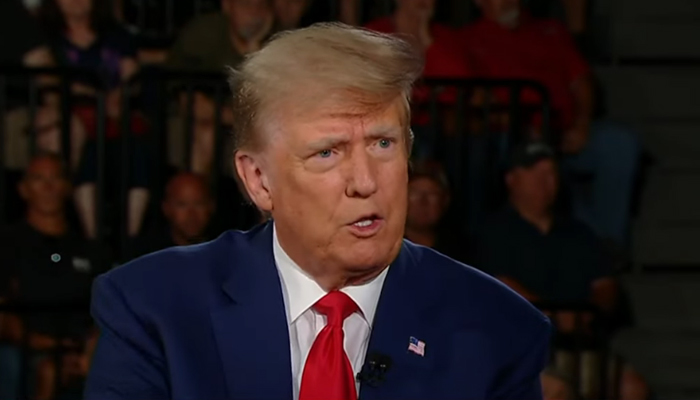 Former US President and 2024 Republican presidential nominee Donald J. Trump speaking in an interview with Fox News in his first appearance since receiving a letter from the DOJ on July 18, 2023. - Screengrab/YouTube/Fox News