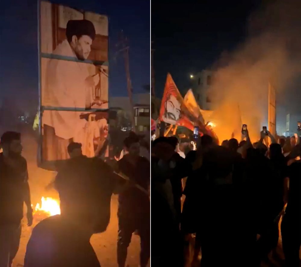 Protesters gather near the Swedish embassy which was stormed ahead of an expected Quran burning in Stockholm, in Baghdad, Iraq June 20, 2023, in this screen grab obtained from a social media video. — Reuters