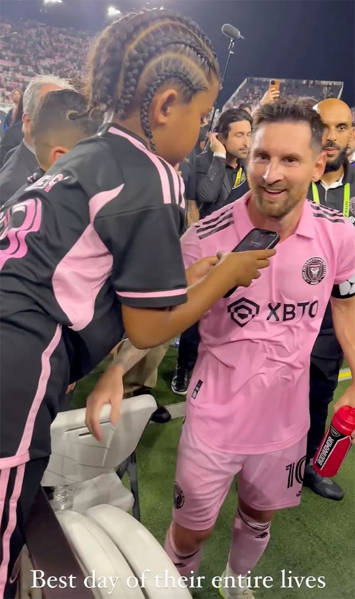 Kim Kardashians son Saint meets Lionel Messi at Inter Miami game
