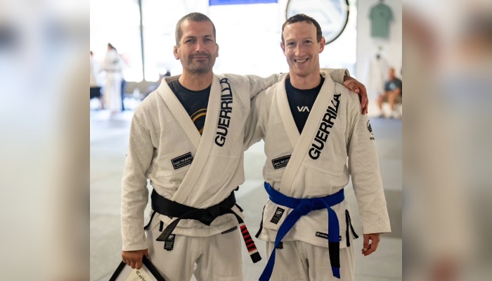 Mark Zuckerberg (right) with his coach Dave Camarillo (left) — Instagram/zuck