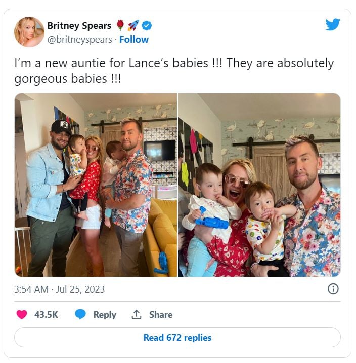 Britney Spears embraces new role as Auntie to Lance Basss twins