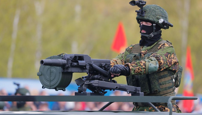 Belarusian member of the military takes part in the Victory Day parade, which marks the anniversary of the victory over Nazi Germany in World War Two, in Minsk, Belarus. — Reuters/File