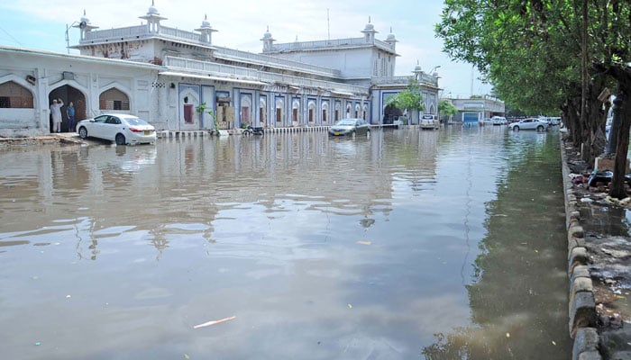 A view of a flooded road in Hyderabad on July 25, 2023. —Online
