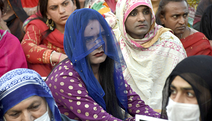 Transgender people during a ceremony in connection with International Transgender Day of Visibility in Islamabad, on March 31, 2023. — Online