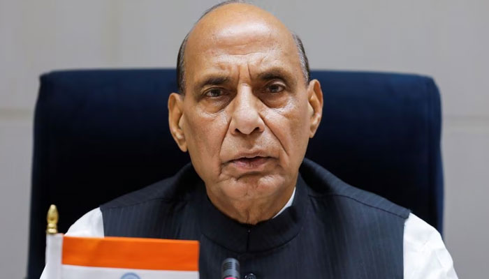 Indias Defence Minister Rajnath Singh speaks during a joint statement with US Secretary of Defence Lloyd Austin (not pictured) following their meeting in New Delhi, India, March 20, 2021. — Reuters