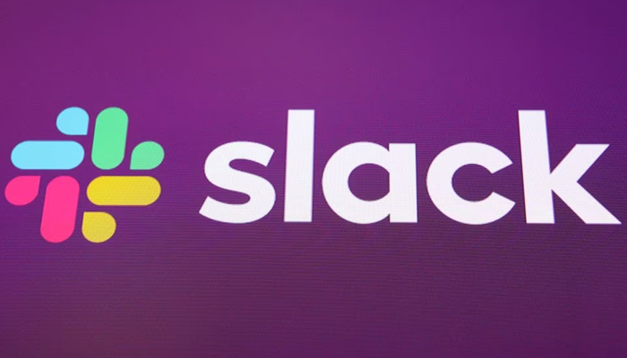 The logo of Slack can be seen in this picture. — Reuters/File