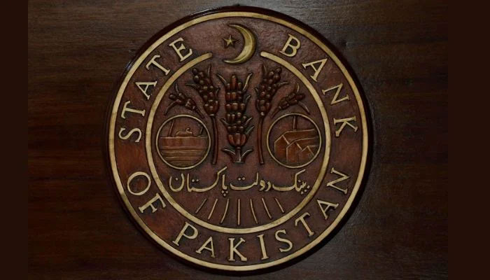 A logo of the State Bank of Pakistan (SBP) is pictured on a reception desk at the head office in Karachi, Pakistan July 16, 2019. — Reuters