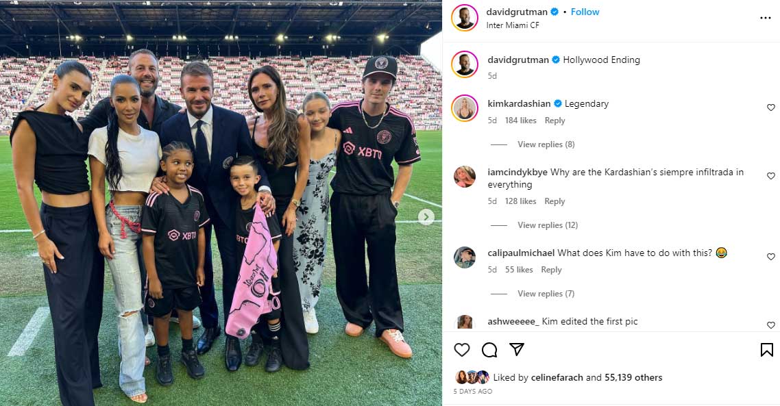 Kim Kardashian poses for picture with David Beckham