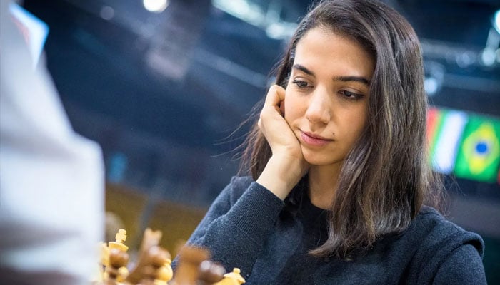 Iranian chess player Sara Khadem competes on December 26, 2022.—Reuters