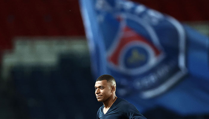 Paris Saint-Germain´s French forward Kylian Mbappe is seen at the end of the French L1 football match between Paris Saint-Germain (PSG) and Ajaccio at the Parc des Princes in Paris, on May 13, 2023.—AFP